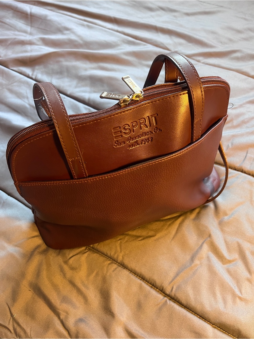 VTG Esprit San Francisco Est 1968 Brown Satchel Purse Bag 90s Grunge Indie